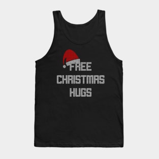 Free Christmas Hugs Cute Party Ugly Sweater Style Design Tank Top